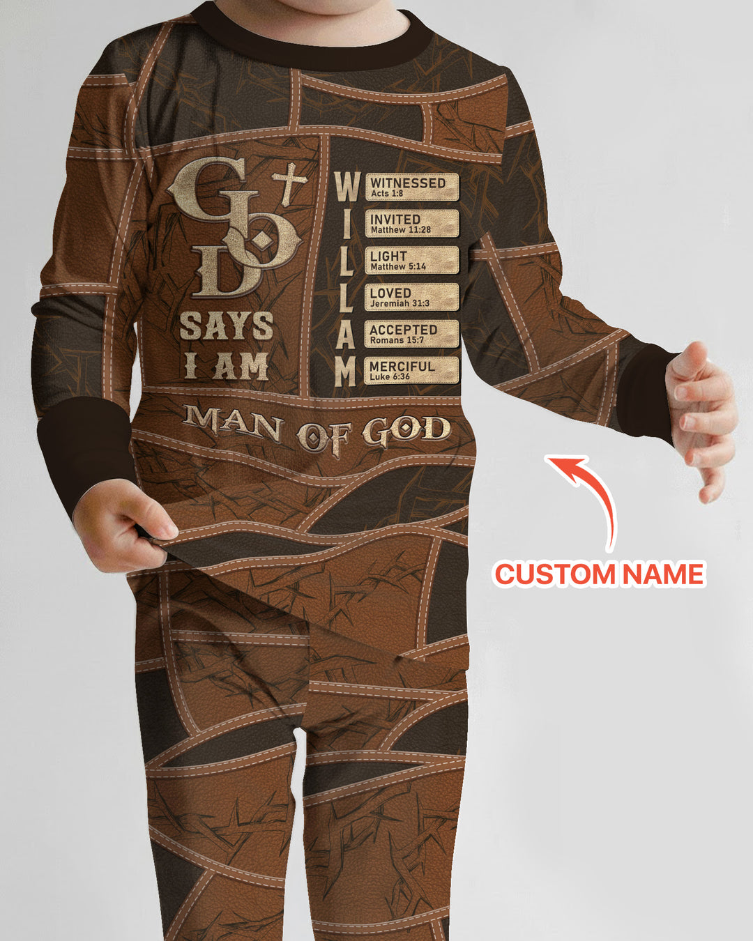 Personalized God Says I Am Letter In Bible Bamboo Two Piece Long Sleeve Pajama Set
