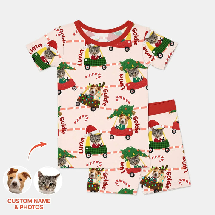 Zweiteiliges Pyjama-Set mit kurzen Ärmeln und Shorts im Sommer-Design