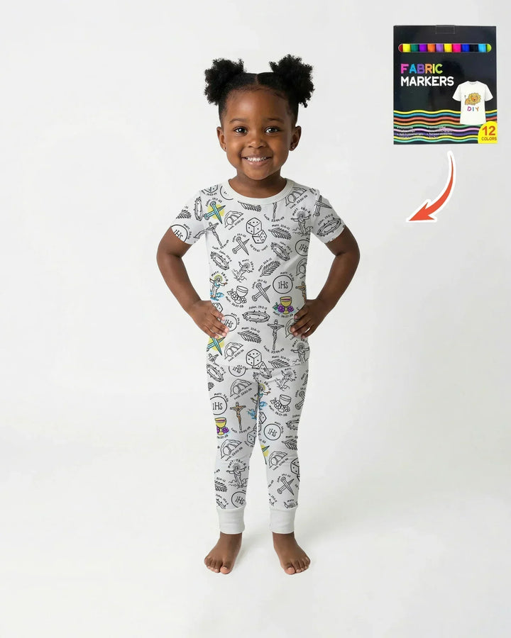 Zweiteiliges, kurzärmliges Pyjama-Set mit Marienkäfern