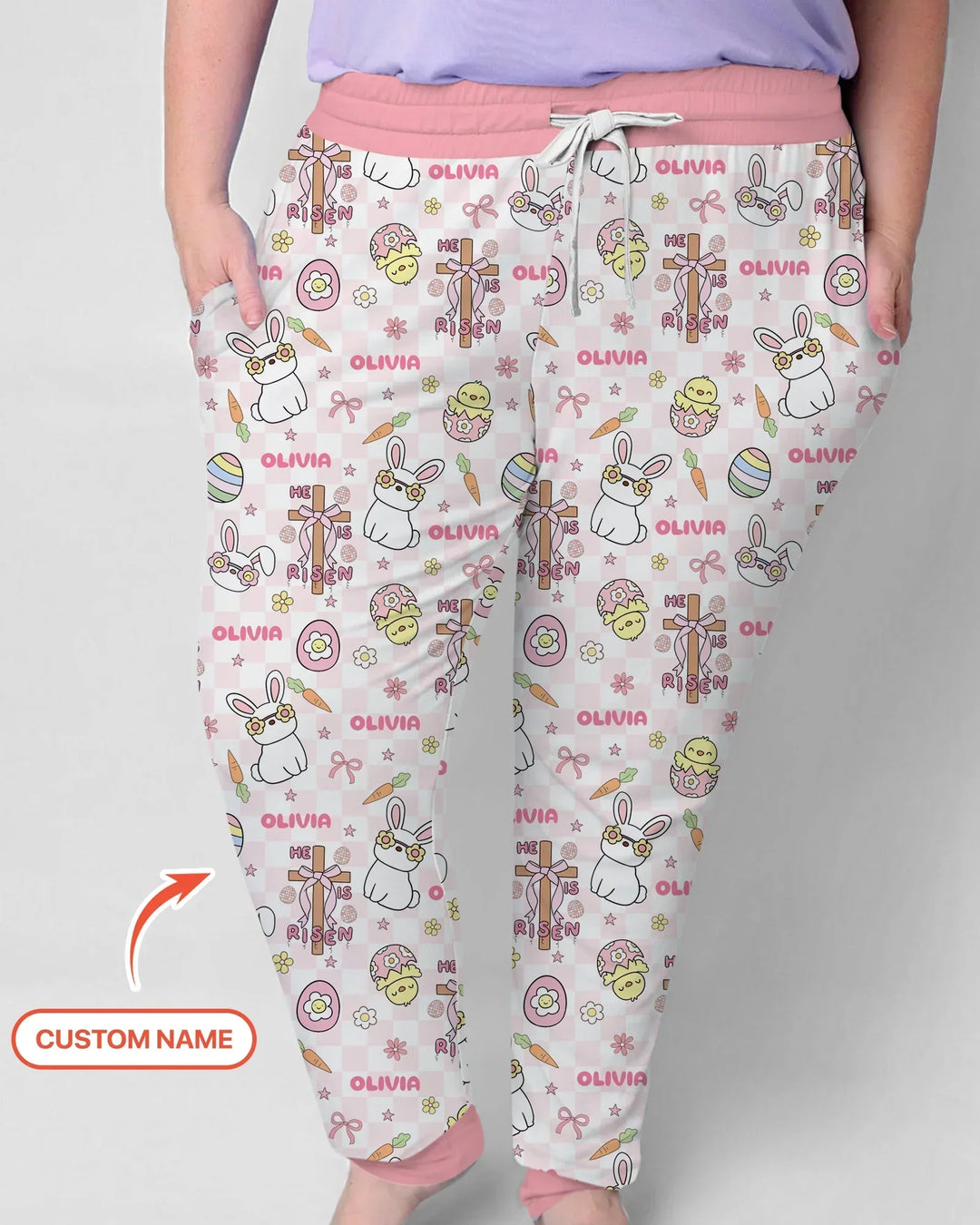 Custom Name Retro Easter Bamboo Women Pajama Set