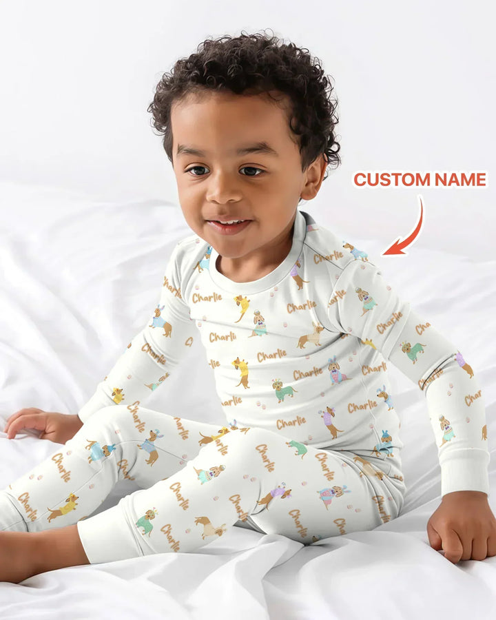Zweiteiliges Langarm-Pyjama-Set mit Sommerfrüchten