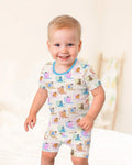 Meow Sunbathing Mommy & Me Matching Bamboo Two Piece Short Sleeve Shorts Pajama Set