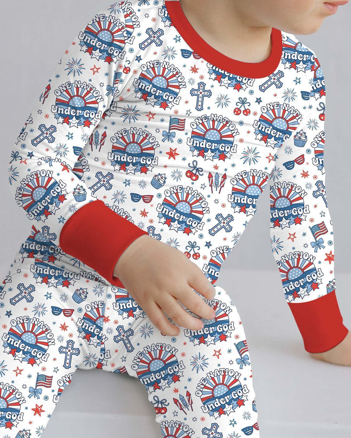 Zweiteiliges Langarm-Pyjama-Set mit Sommerfrüchten