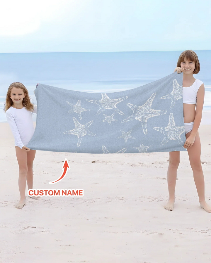 Personalisiertes Seestern-Bambus-Strandtuch mit Namen