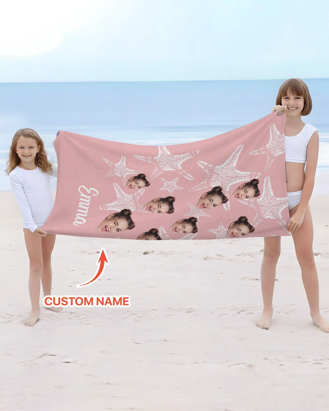 Personalisiertes Seestern-Bambus-Strandtuch mit Namen