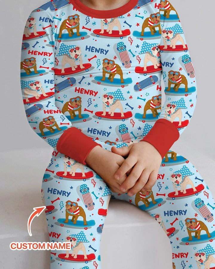 Zweiteiliges Langarm-Pyjama-Set mit Sommerfrüchten