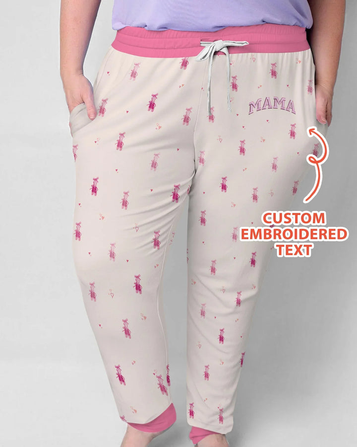 Personalisiertes, besticktes „Mommy and Me“ Pyjama-Set aus Bambus für Damen
