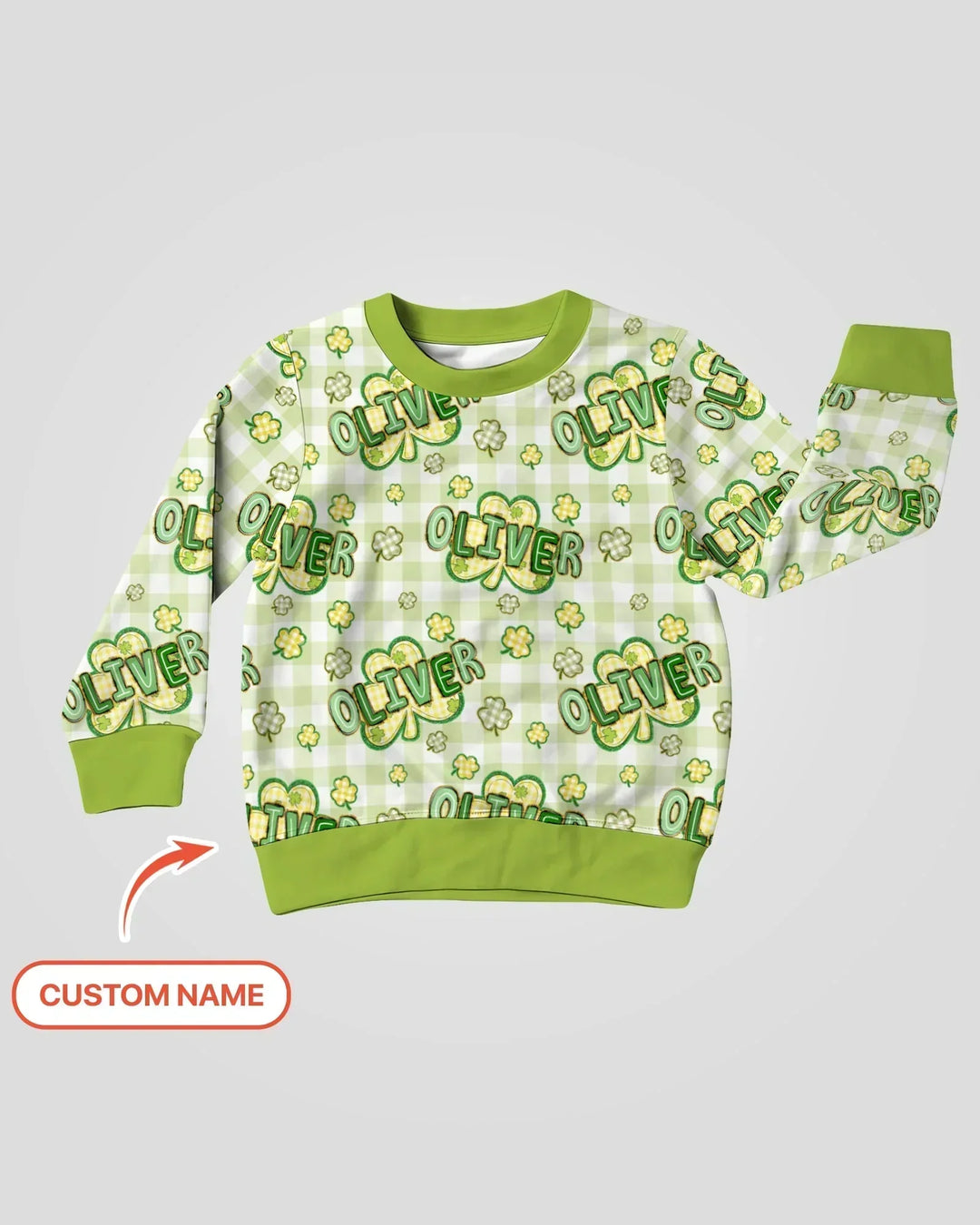 Personalisierbares Bambus-Rundhals-Sweatshirt „Lucky Shamrock“