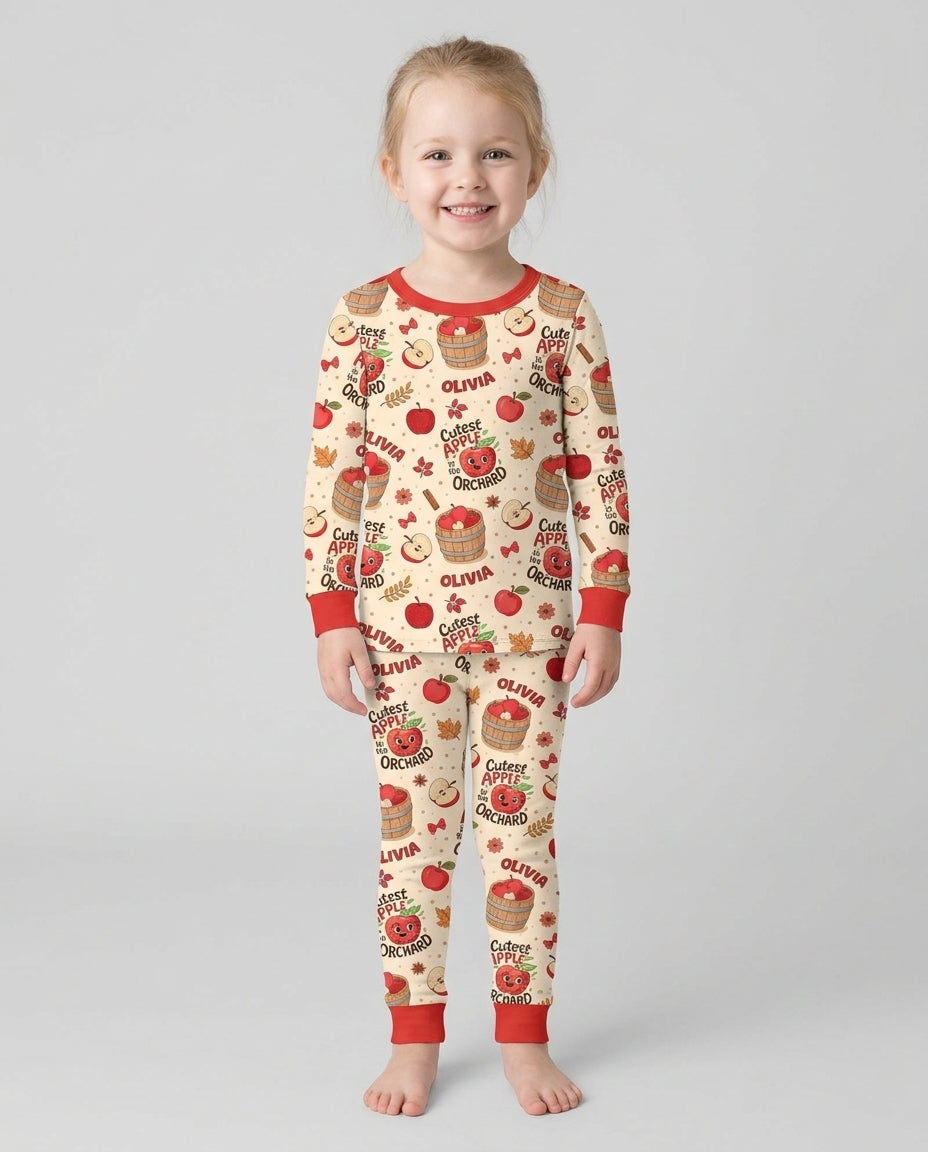 Cutest Apple In The Orchard Bamboo Two Piece Long Sleeve Pajama Set