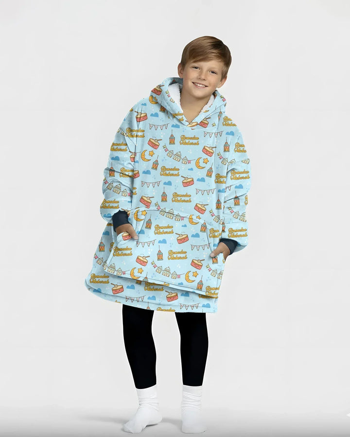 Ramadan Mubarak Wearable Bamboo Blanket Hoodie