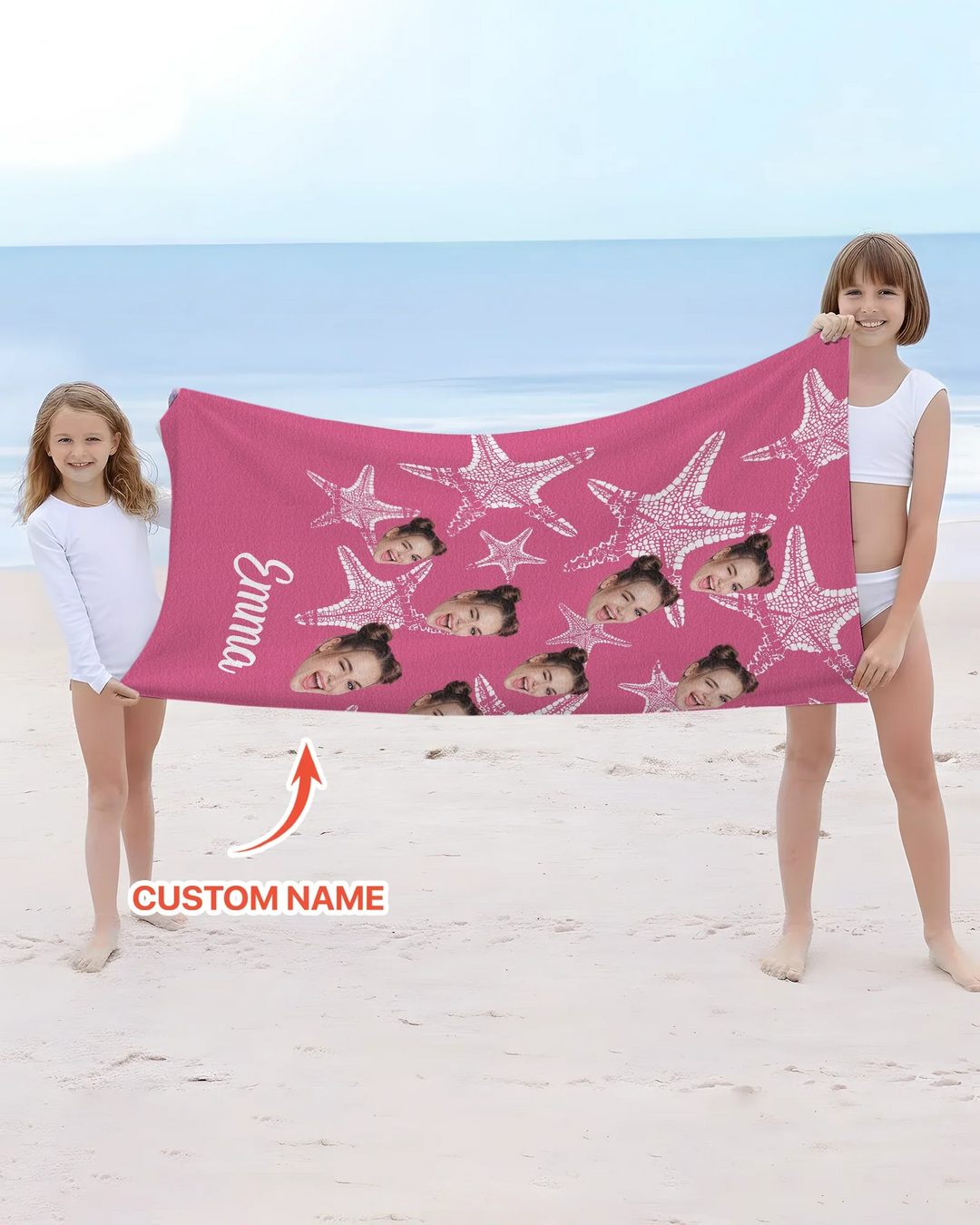 Personalisiertes Seestern-Bambus-Strandtuch mit Namen