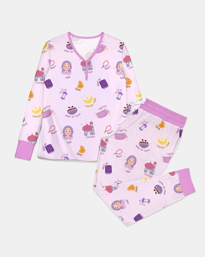 Niedliches Ramadhan Mubarak Bambus Damen Pyjama-Set