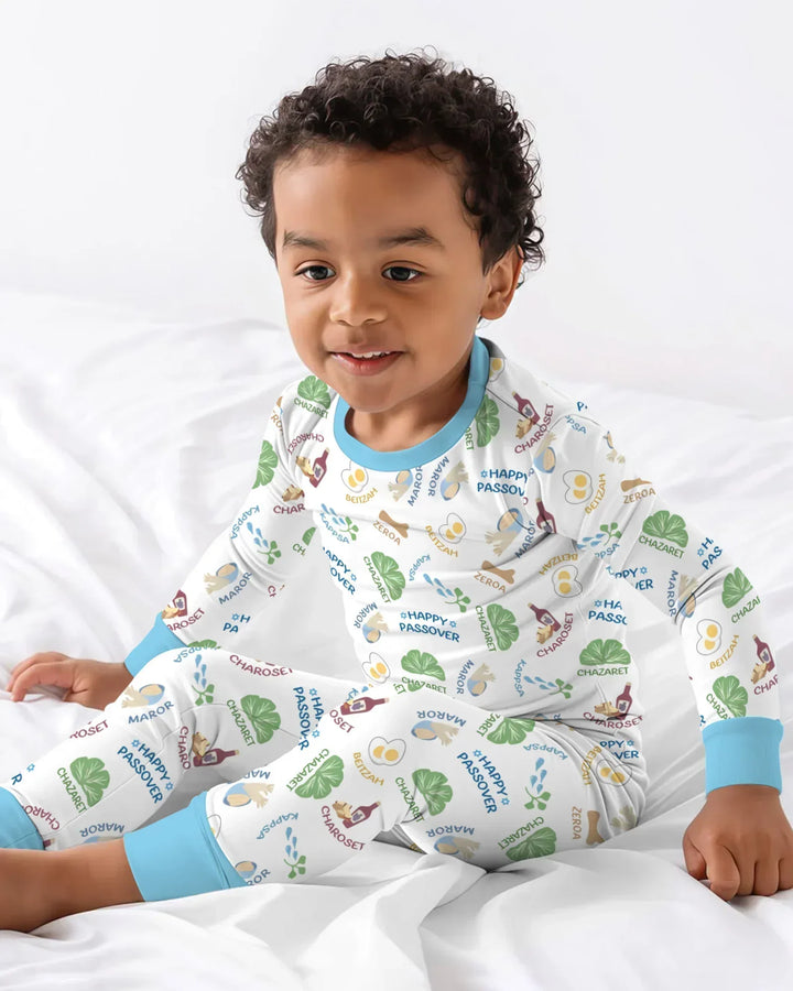 Zweiteiliges Langarm-Pyjama-Set mit Sommerfrüchten