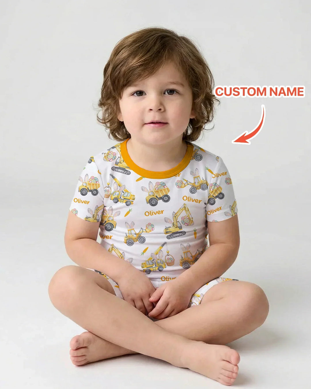 Eggs-cavator Construction Bamboo Two Piece Short Sleeve Shorts Pajama Set