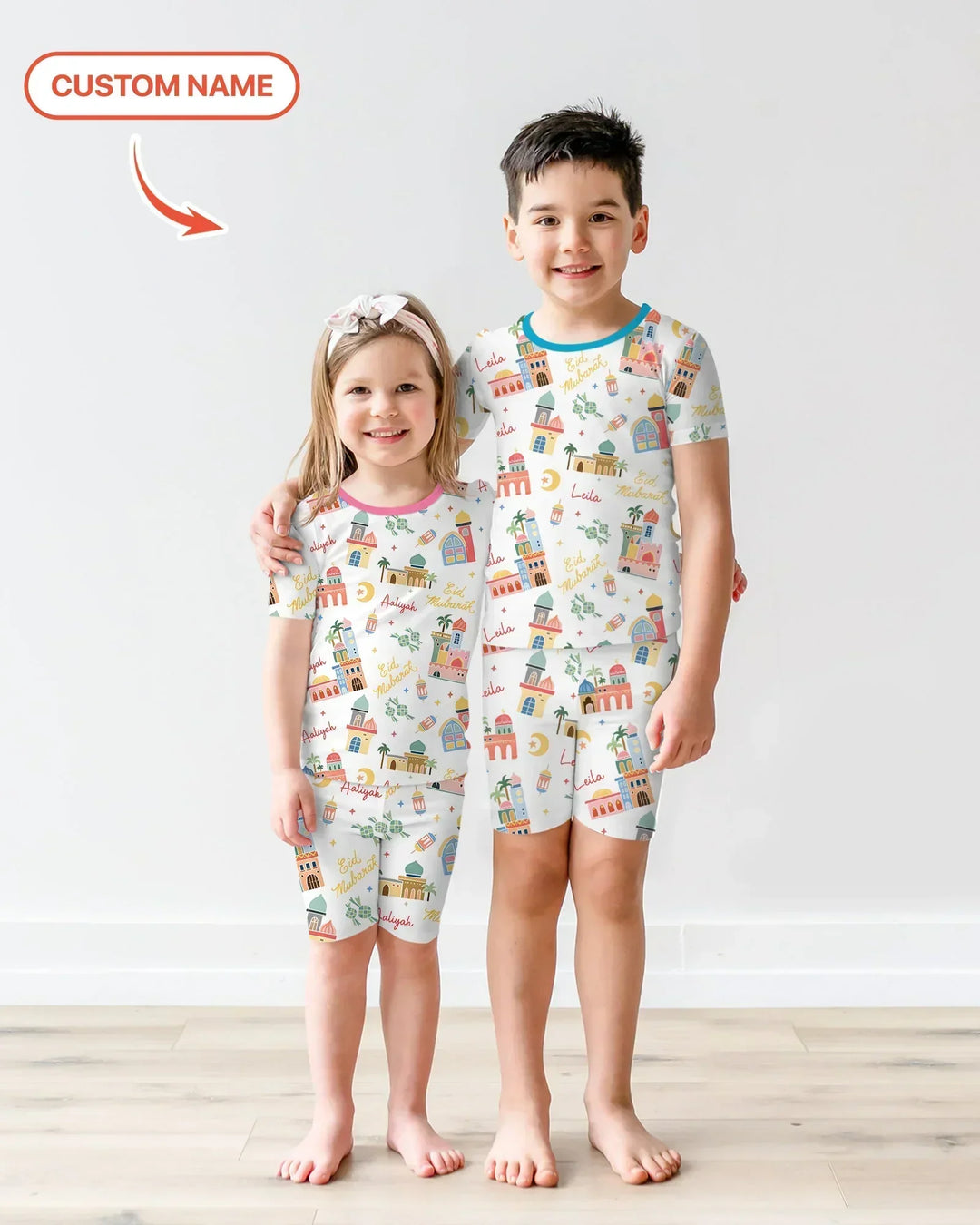 Zweiteiliges Pyjama-Set mit kurzen Ärmeln und Shorts im Sommer-Design