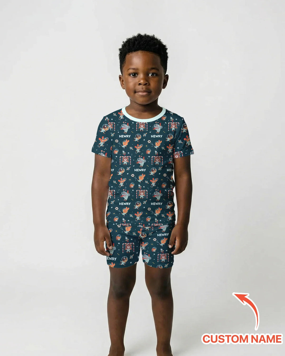 Zweiteiliges Pyjama-Set mit kurzen Ärmeln und Shorts im Sommer-Design
