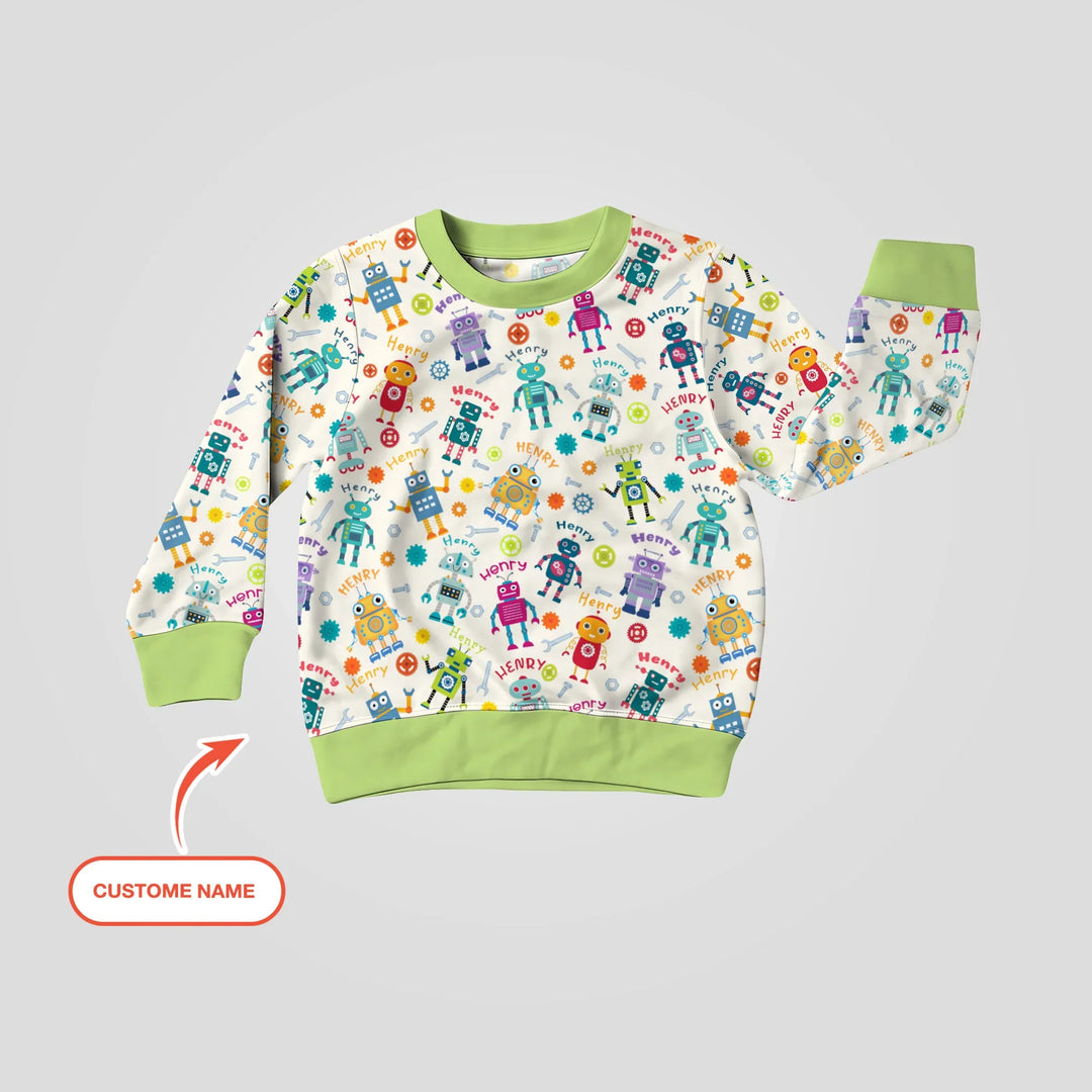 Robo Buddy Squad Custom Name Bamboo Crewneck Sweatshirt