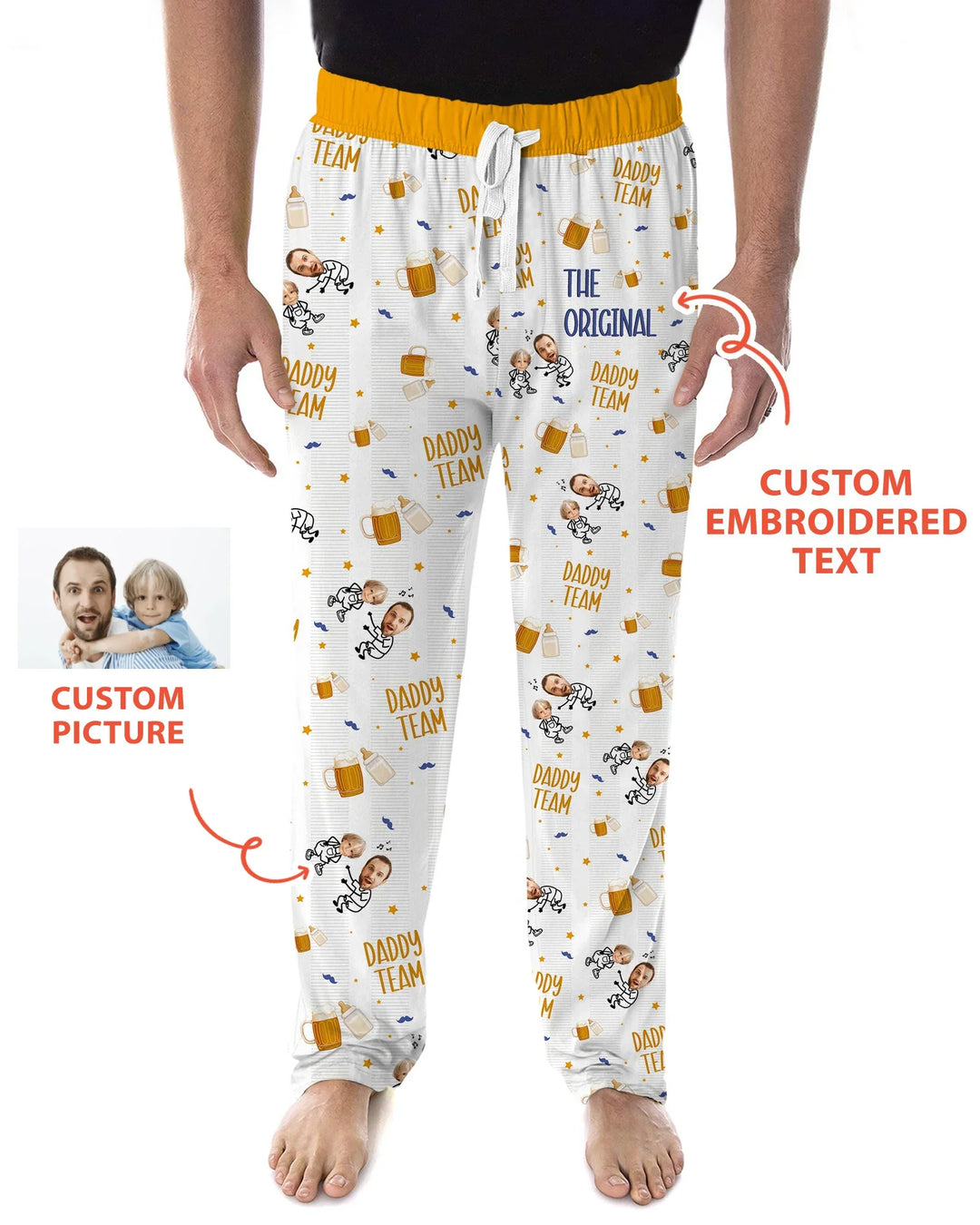 Embroidered Dad And Me Picture Bamboo Men's Pajama Set