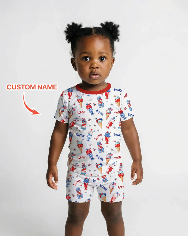 Zweiteiliges Pyjama-Set mit kurzen Ärmeln und Shorts im Sommer-Design