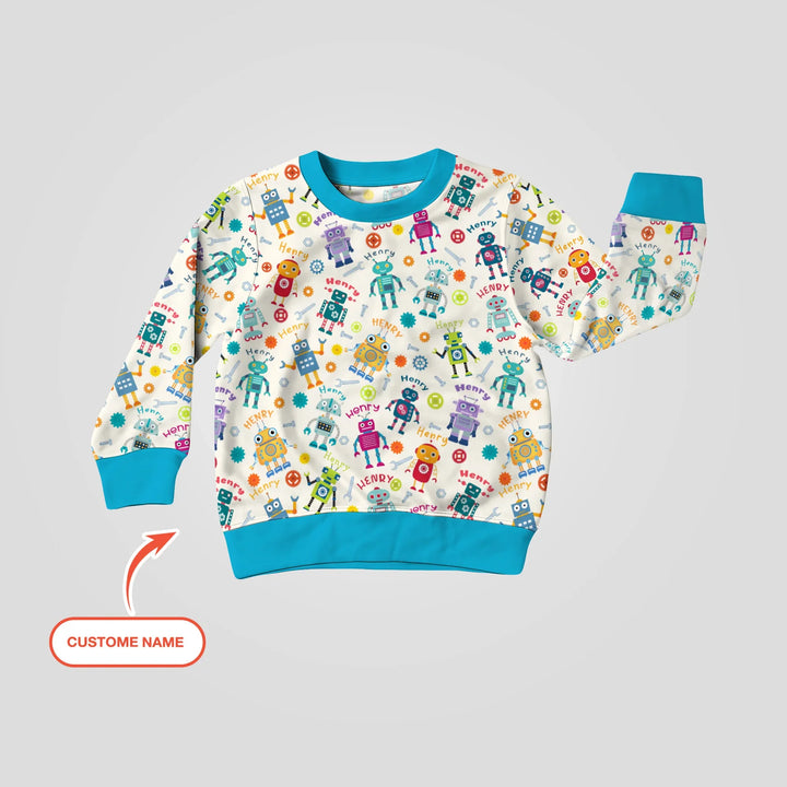 Robo Buddy Squad Custom Name Bamboo Crewneck Sweatshirt
