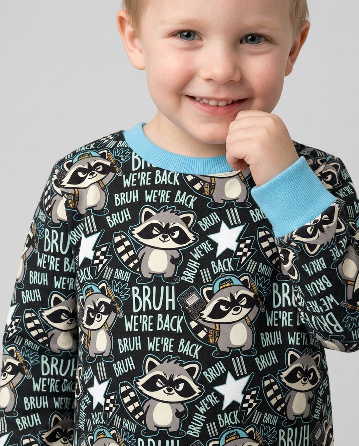 Bruh We're Back Raccoon Bamboo Crewneck Sweatshirt