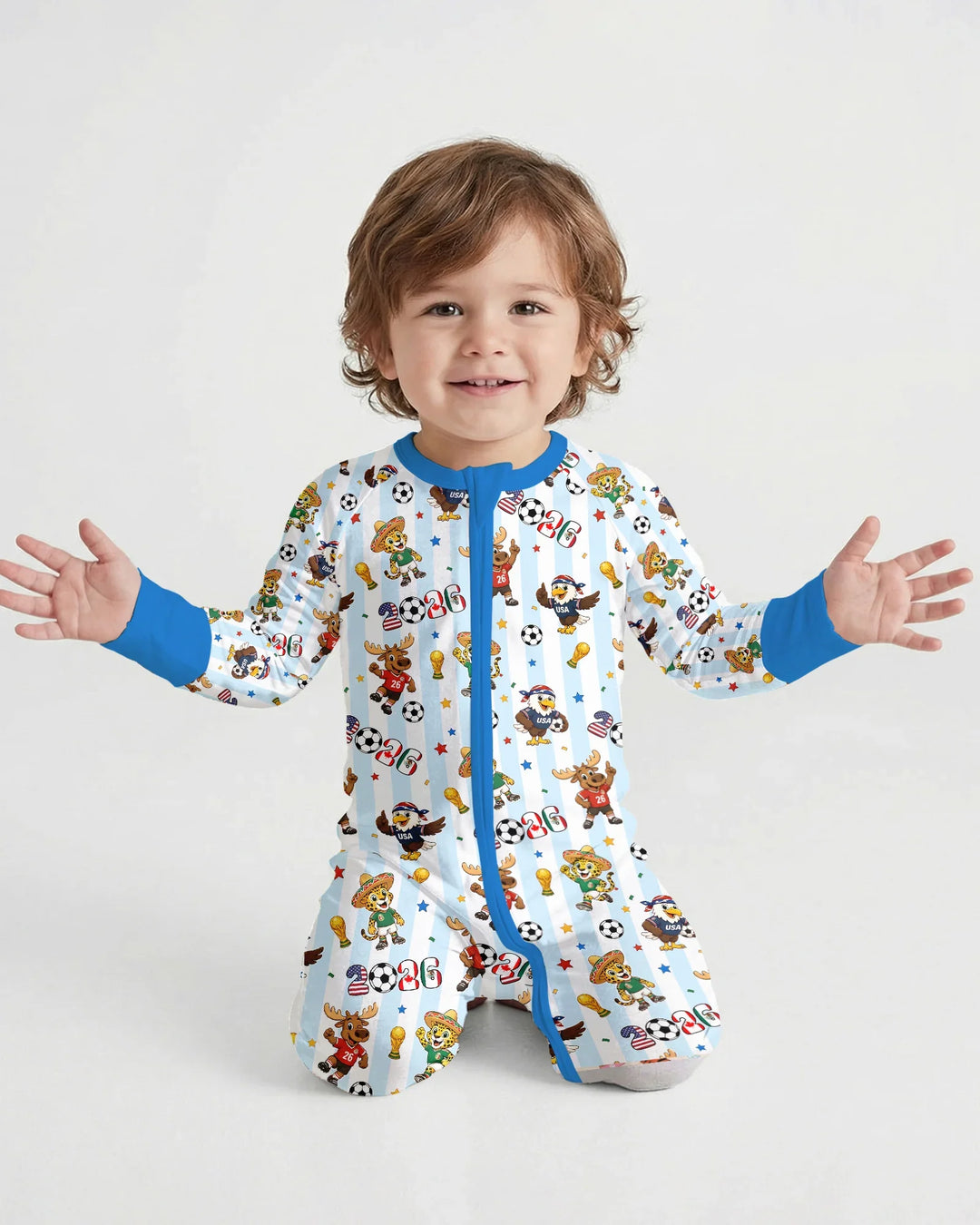 Striped Cute Mascots Soccer Cup 2026 Bamboo Convertible Zippy