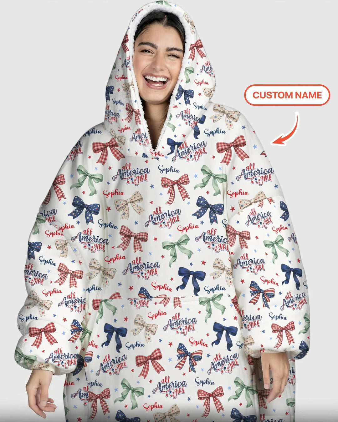 Personalisierte All American Girl Bambus-Decken-Hoodie