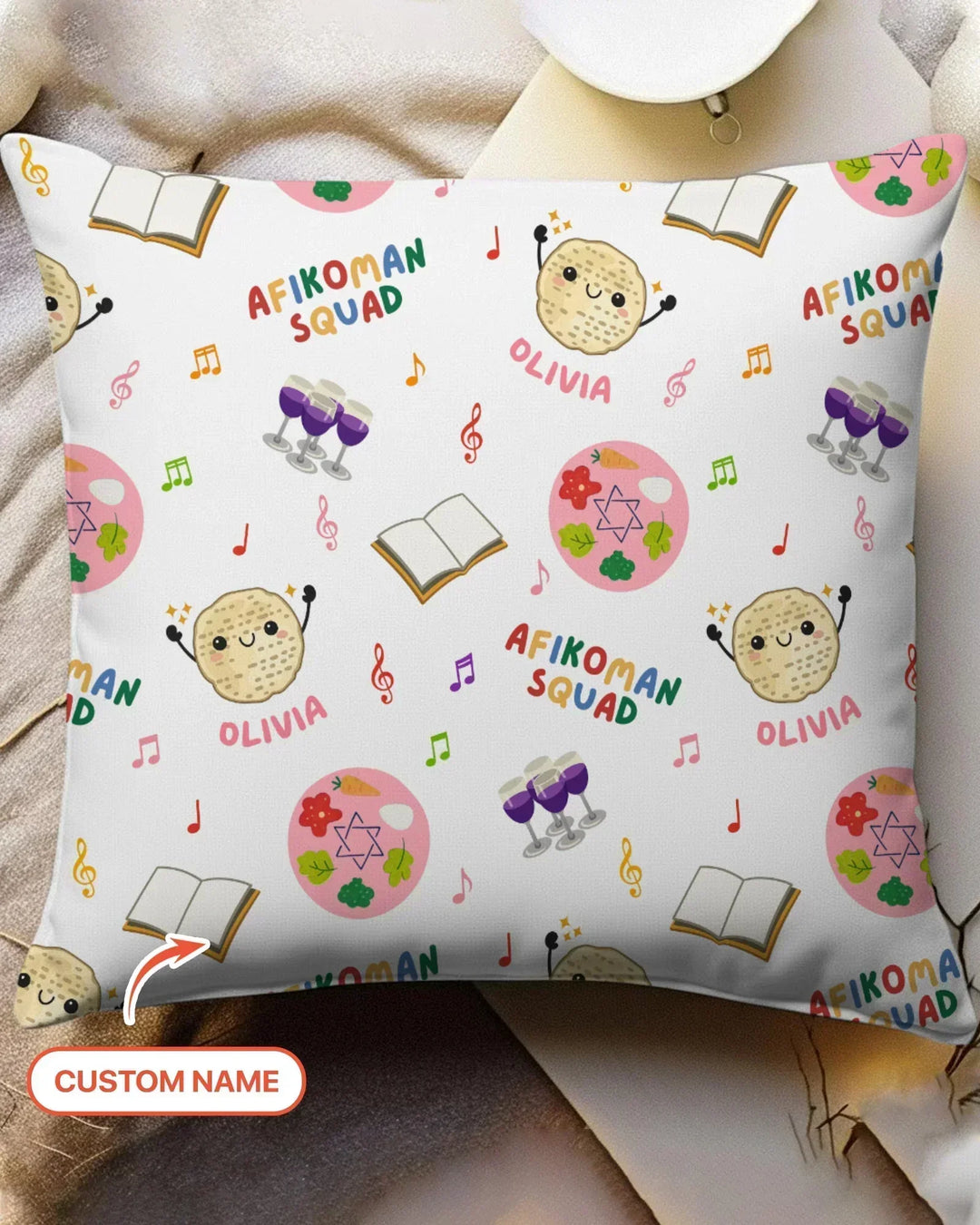 Custom Name Passover Afikoman Squad Bamboo Pillow Case