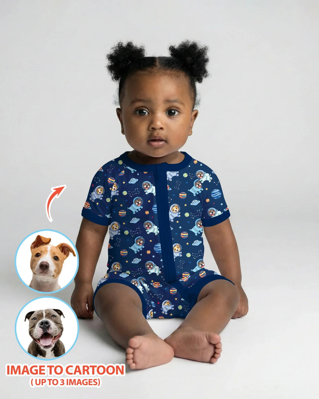 Astronaut Custom Pet Image Family Matching Bamboo Shorty Zippy