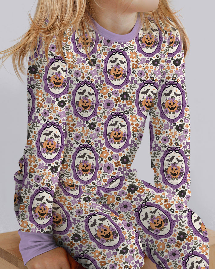 Pumpkin Cameo Garden Bamboo Two Piece Long Sleeve Pajama Set