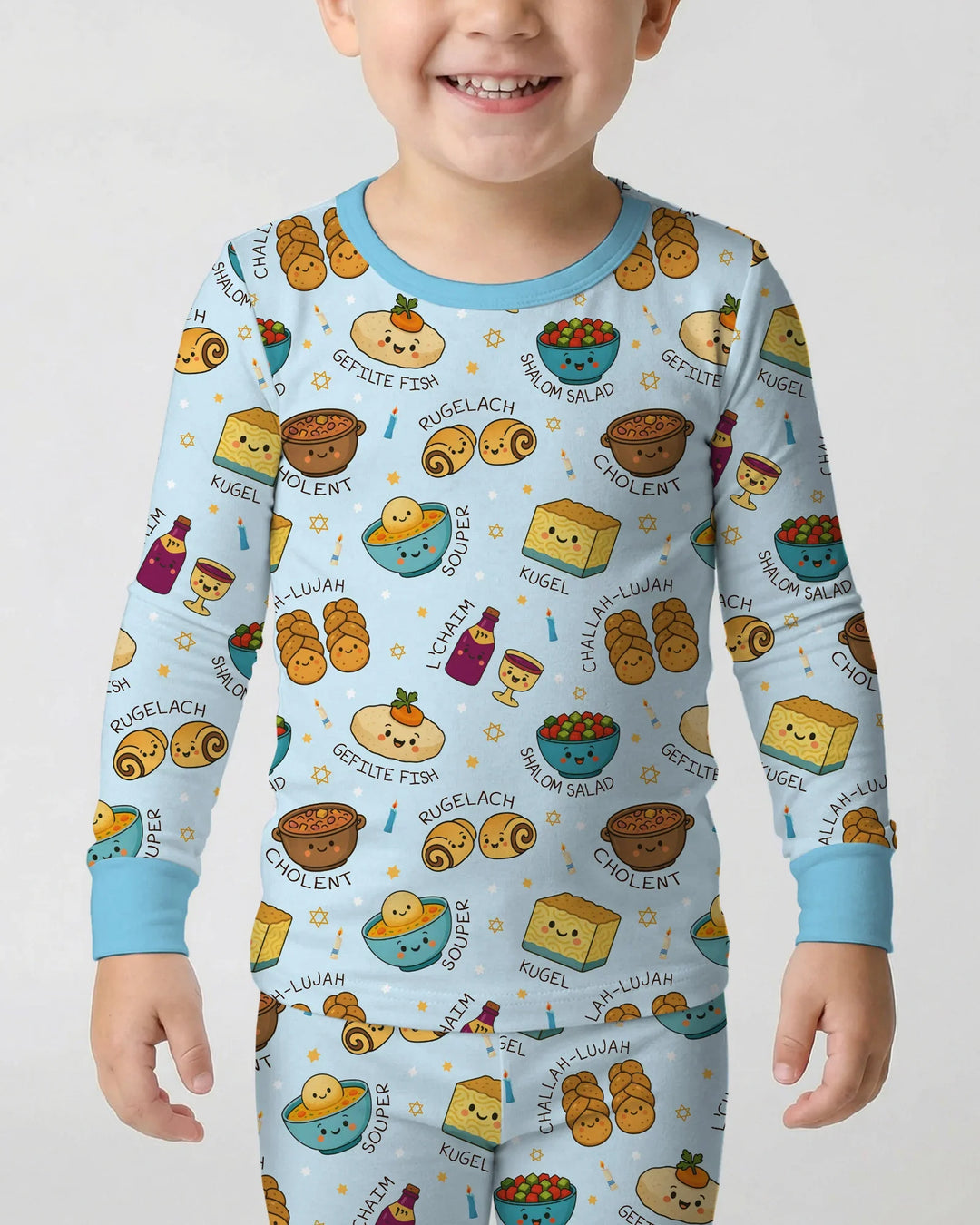 Shabbat Shalom Bamboo Two Piece Long Sleeve Pajama Set
