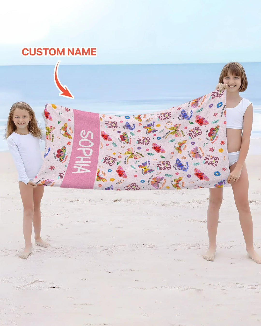 Personalisiertes Handtuch „Gott sagt, ich bin Schmetterling“