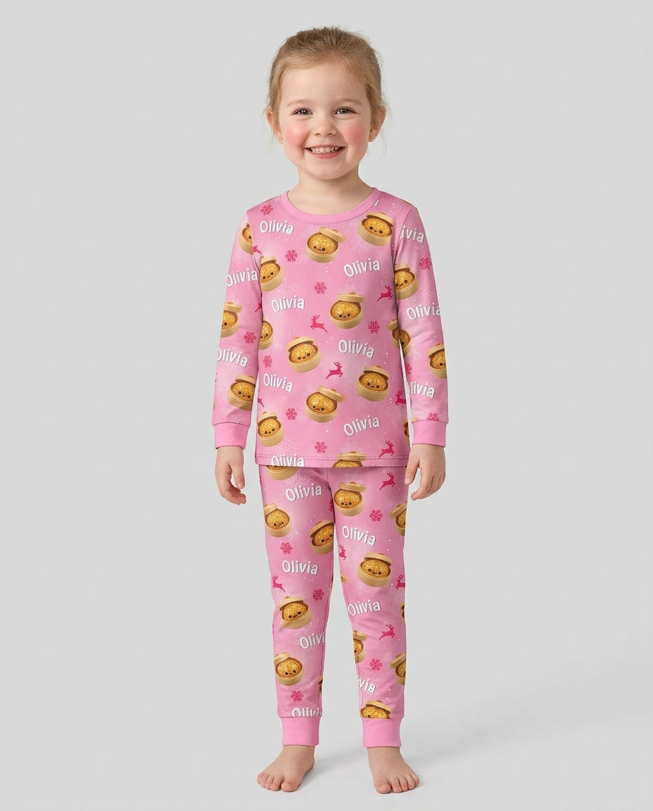 Christmas Cutie Dumpling Bamboo Two Piece Long Sleeve Pajama Set