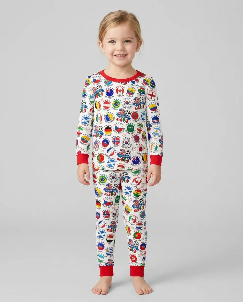 Zweiteiliges Langarm-Pyjama-Set mit Sommerfrüchten