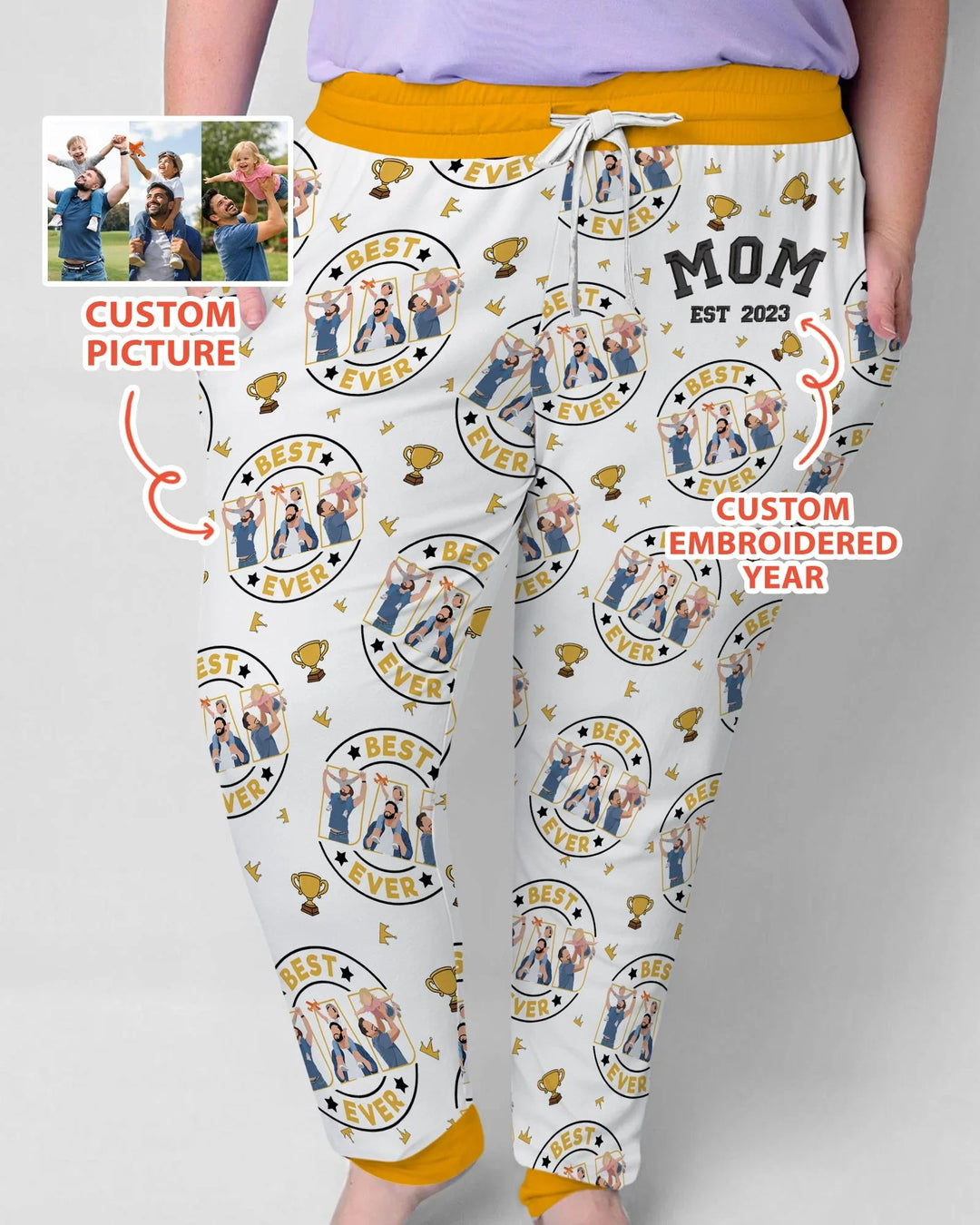 Personalisiertes Familien-Pyjama-Set aus Bambus für Damen mit Stickerei zum Vatertag