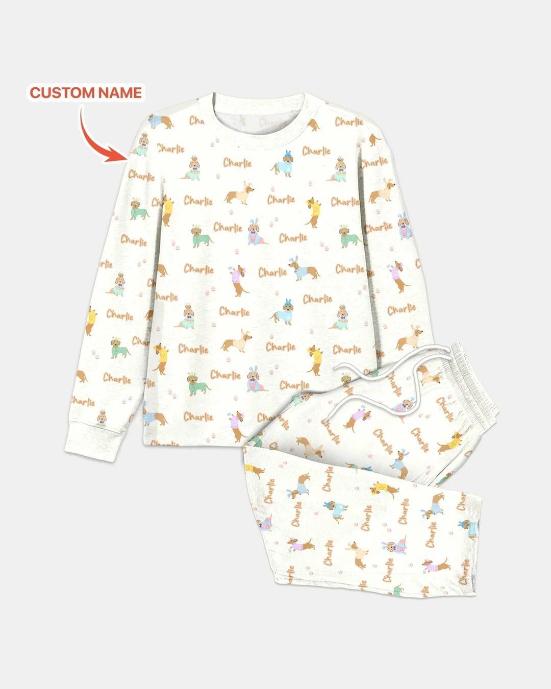 Custom Name Easter Dachshund Bamboo Men's Pajama Set