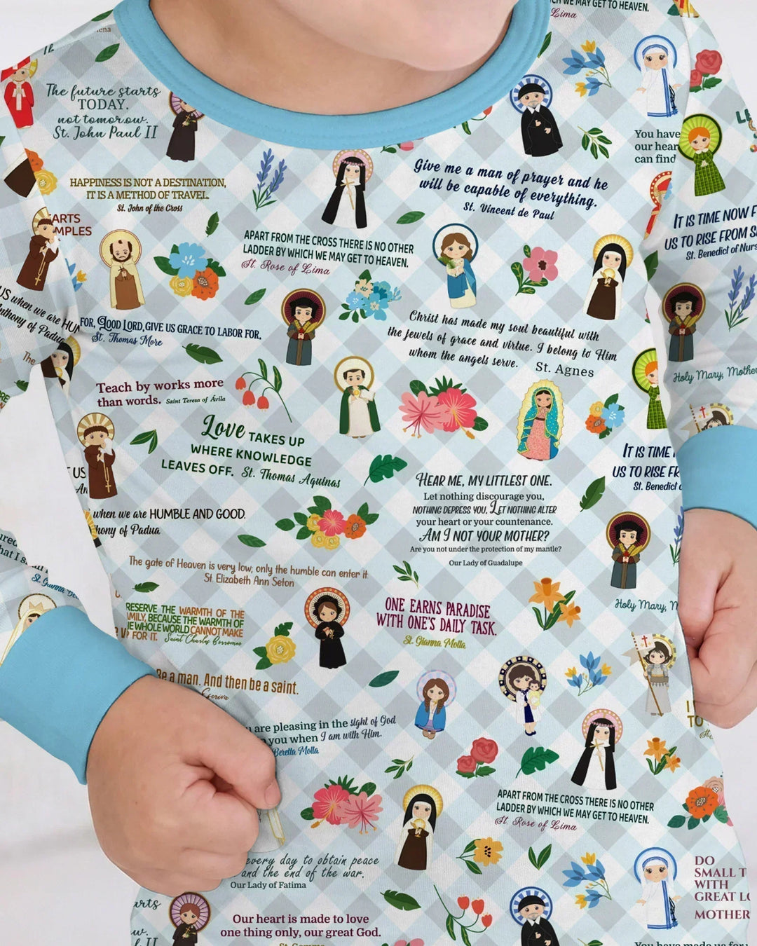 Catholic Saint Quotes Bamboo Two Piece Long Sleeve Pajama Set