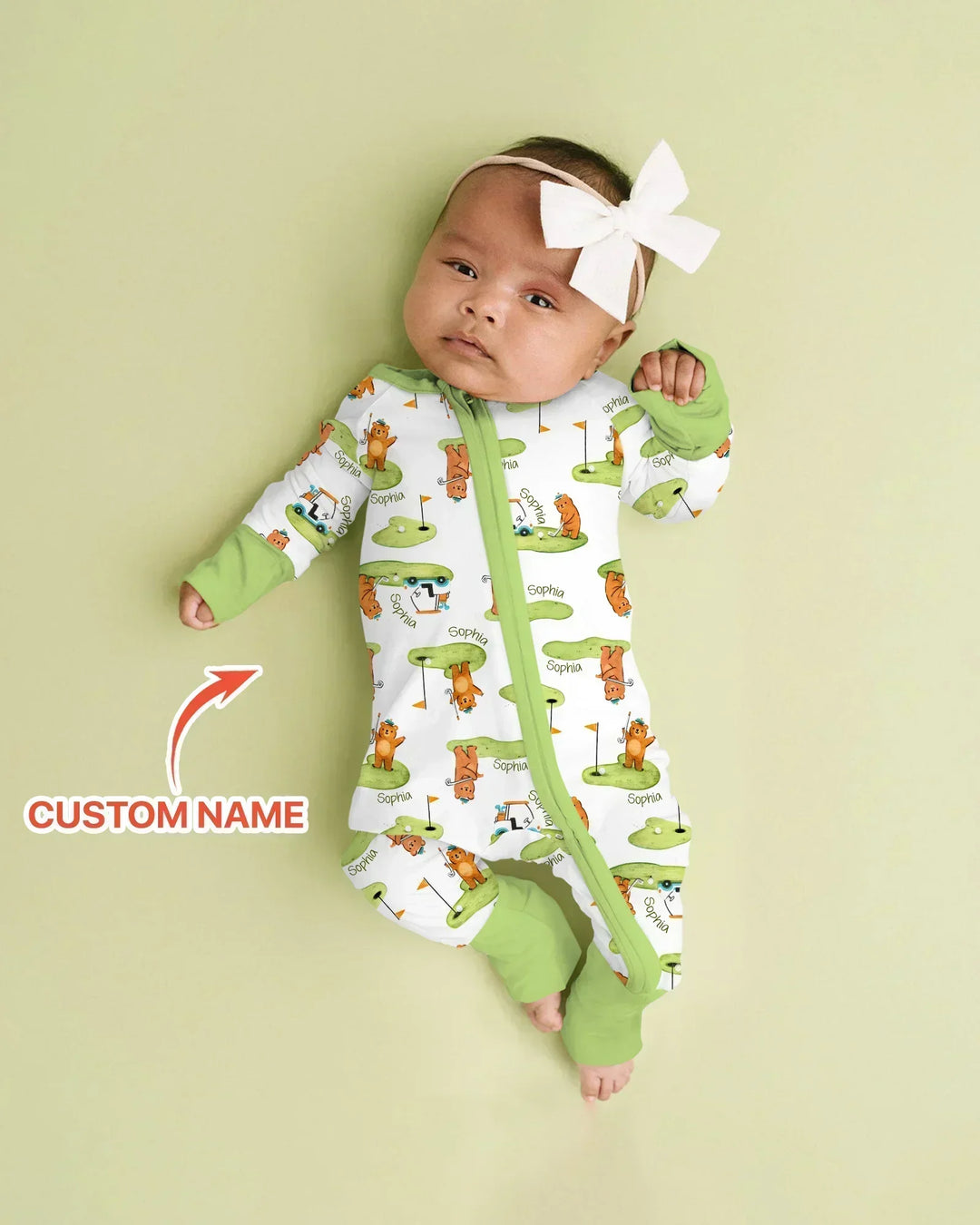 Custom Name Little Bear Golf Club Bamboo Convertible Zippy
