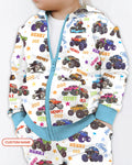 Monster Truck Custom Name Bamboo Zip Hoodie