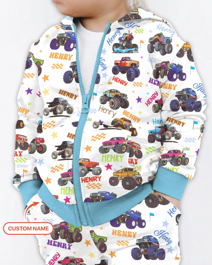 Monster Truck Personalisierter Bambus-Kapuzenpullover mit Reißverschluss