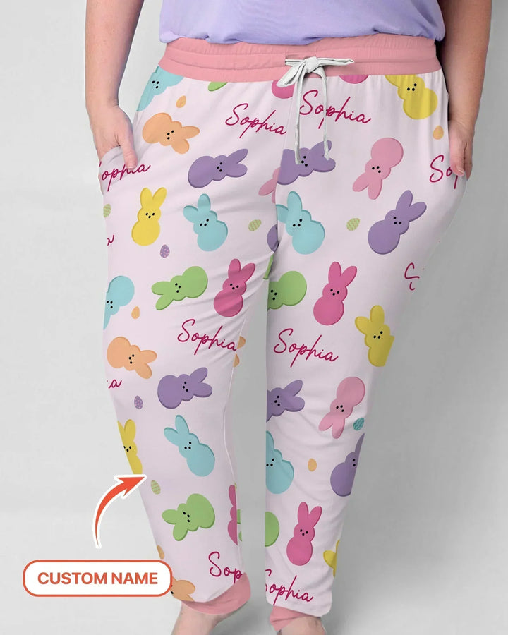 Personalisiertes Osterhasen-Familien-Schlafanzug-Set aus Bambus für Damen