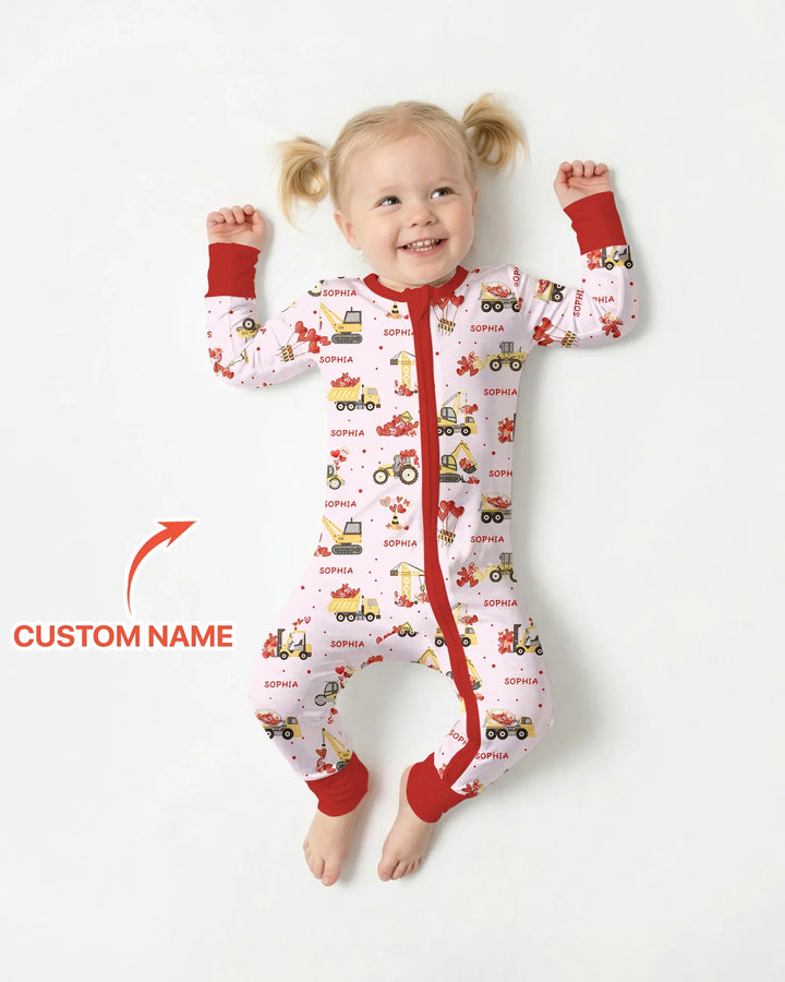 Custom Name Valentine Trucks Family Matching Bamboo Convertible Zippy