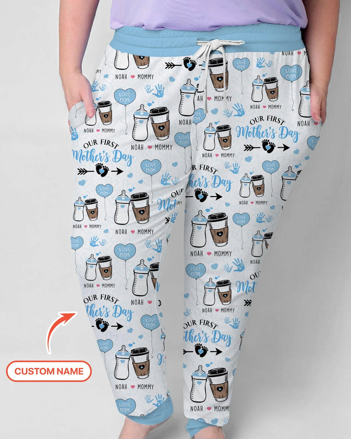 Personalisiertes „Erster Muttertag“-Trink-Pyjama-Set aus Bambus für Damen
