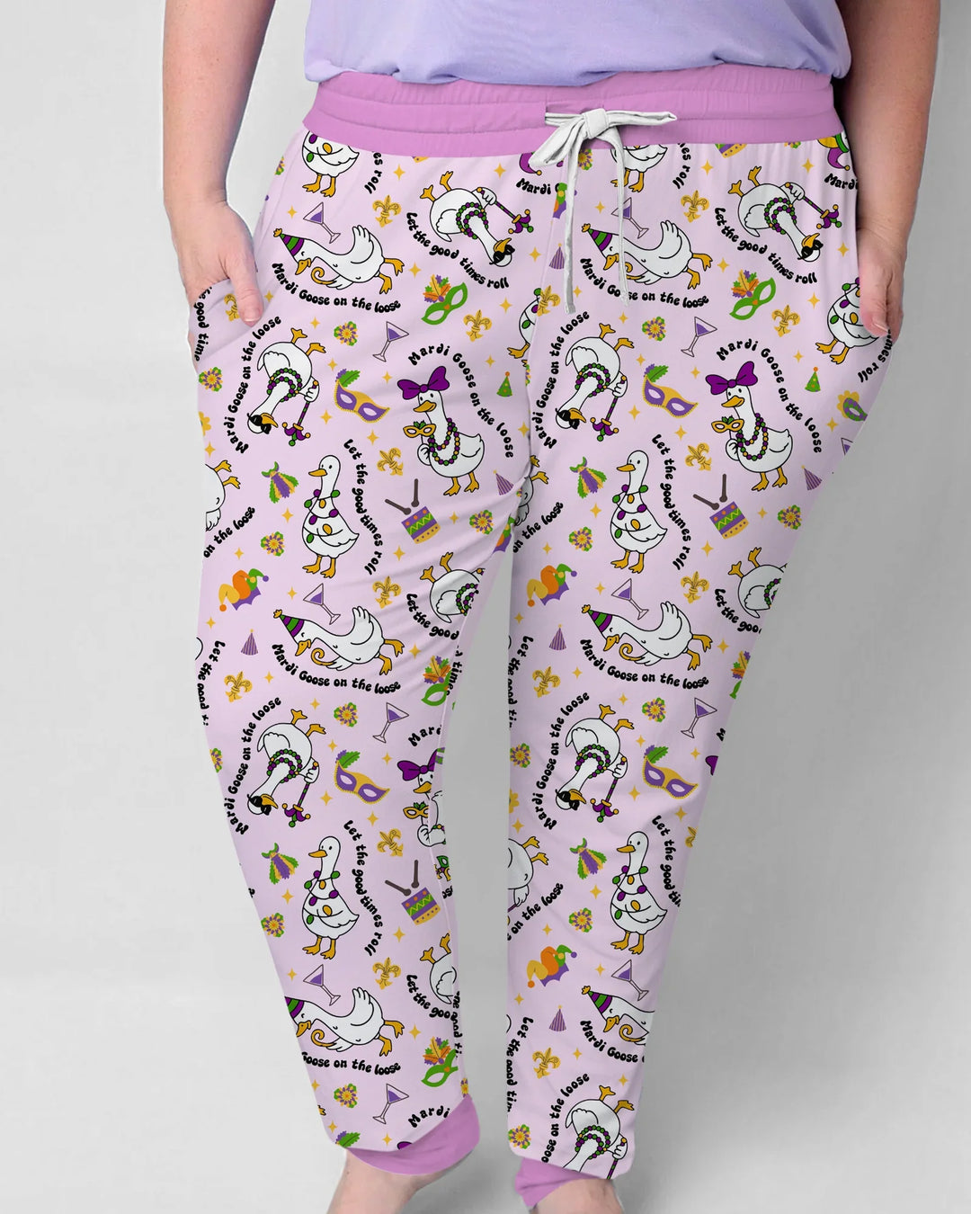 Mardi Gras Alberne Gans Damen Pyjama-Set aus Bambus