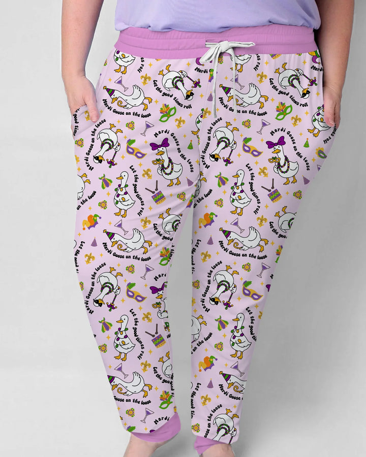 Mardi Gras Alberne Gans Damen Pyjama-Set aus Bambus