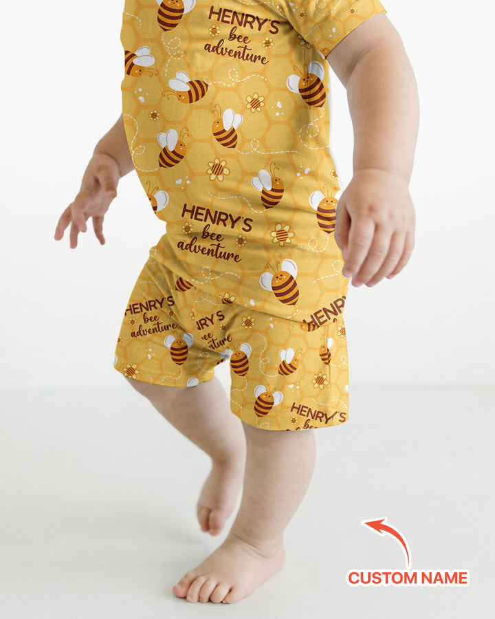 Schlafanzug-Set zweiteilig, kurze Ärmel, kurze Hose, Bambus