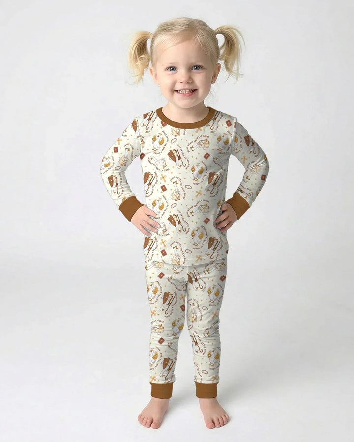 Zweiteiliges Langarm-Pyjama-Set mit Sommerfrüchten
