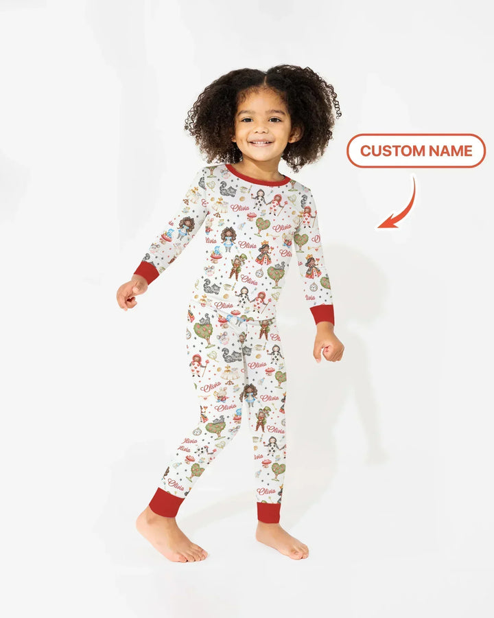 Zweiteiliges Langarm-Pyjama-Set mit Sommerfrüchten