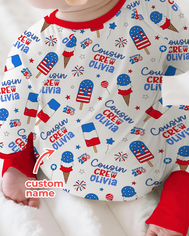 Custom Name 4th of July Cousin Crew Bamboo Convertible Zippy