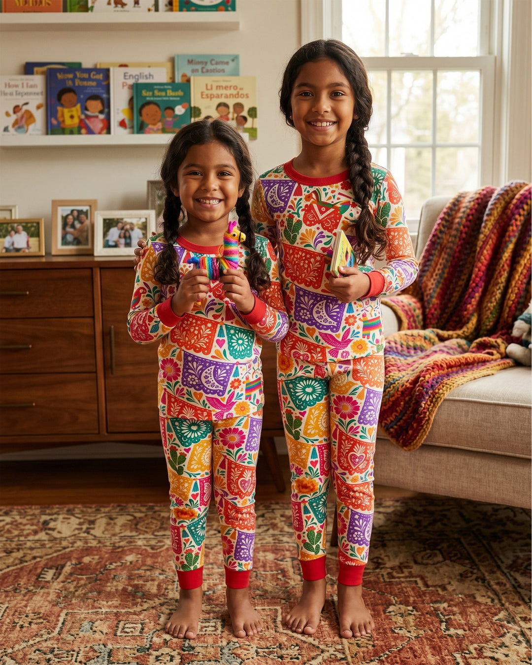 Mexican Fiesta Papel Picado Hispanic Bamboo Two Piece Long Sleeve Pajama Set